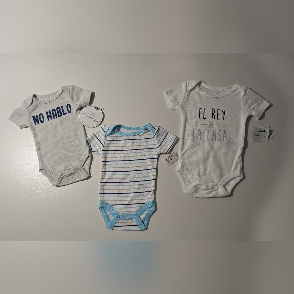 NWT 3pc Newborn Onesies Koala Baby Spanish Short Sleeves